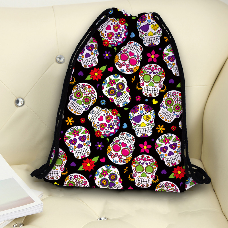 JomTokoy Nova modna torba s uzicom za ispis lubanje Sportski vodootporni ruksak Svežanj s džepovima Muškarci Žene