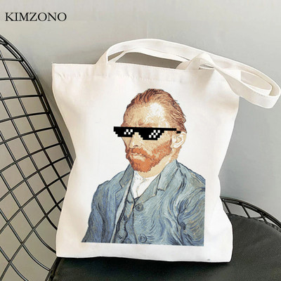 Τσάντα για ψώνια Βαν Γκογκ τσάντα από γιούτα αγοραστής επαναχρησιμοποιήσιμη τσάντα ανακύκλωσης βαμβακερή τσάντα ύφασμα κορδόνι sacola cabas