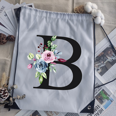 Savelkamās aukliņas soma alfabēta ziedu apdruka bērnu skolas mugursoma vīriešiem sievietēm sporta ūdensizturīgi salokāmi somas jogas somiņa