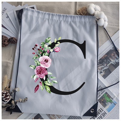 Savelkamās aukliņas soma alfabēta ziedu apdruka bērnu skolas mugursoma vīriešiem sievietēm sporta ūdensizturīgi salokāmi somas jogas somiņa