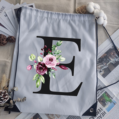 Savelkamās aukliņas soma alfabēta ziedu apdruka bērnu skolas mugursoma vīriešiem sievietēm sporta ūdensizturīgi salokāmi somas jogas somiņa