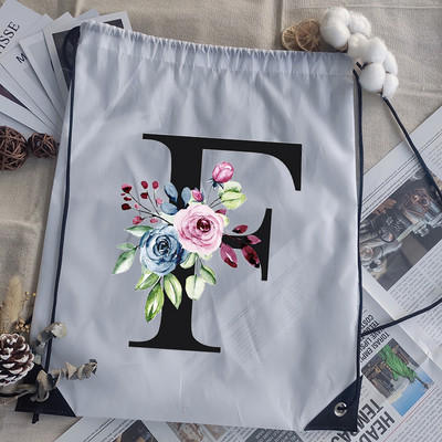 Savelkamās aukliņas soma alfabēta ziedu apdruka bērnu skolas mugursoma vīriešiem sievietēm sporta ūdensizturīgi salokāmi somas jogas somiņa