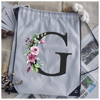 Savelkamās aukliņas soma alfabēta ziedu apdruka bērnu skolas mugursoma vīriešiem sievietēm sporta ūdensizturīgi salokāmi somas jogas somiņa