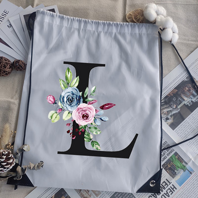 Savelkamās aukliņas soma alfabēta ziedu apdruka bērnu skolas mugursoma vīriešiem sievietēm sporta ūdensizturīgi salokāmi somas jogas somiņa