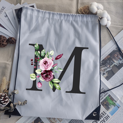 Savelkamās aukliņas soma alfabēta ziedu apdruka bērnu skolas mugursoma vīriešiem sievietēm sporta ūdensizturīgi salokāmi somas jogas somiņa