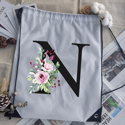 Savelkamās aukliņas soma alfabēta ziedu apdruka bērnu skolas mugursoma vīriešiem sievietēm sporta ūdensizturīgi salokāmi somas jogas somiņa