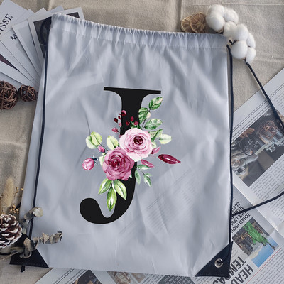 Savelkamās aukliņas soma alfabēta ziedu apdruka bērnu skolas mugursoma vīriešiem sievietēm sporta ūdensizturīgi salokāmi somas jogas somiņa