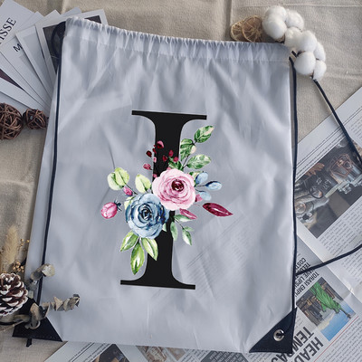 Savelkamās aukliņas soma alfabēta ziedu apdruka bērnu skolas mugursoma vīriešiem sievietēm sporta ūdensizturīgi salokāmi somas jogas somiņa