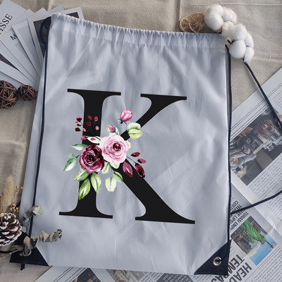 Savelkamās aukliņas soma alfabēta ziedu apdruka bērnu skolas mugursoma vīriešiem sievietēm sporta ūdensizturīgi salokāmi somas jogas somiņa