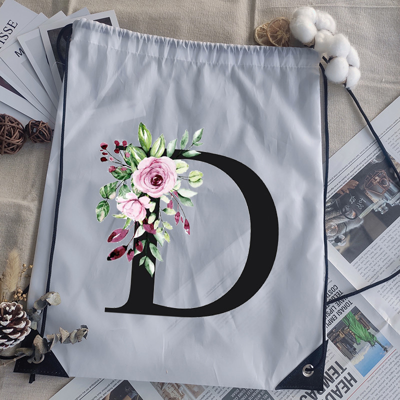 Savelkamās aukliņas soma alfabēta ziedu apdruka bērnu skolas mugursoma vīriešiem sievietēm sporta ūdensizturīgi salokāmi somas jogas somiņa