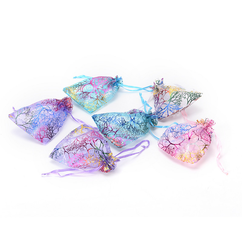 25Pcs/lot 12X9cm Drawstring Vrećice za Božićno pakiranje Coralline Organza Torbica za nakit Vrećica za darove za vjenčanje