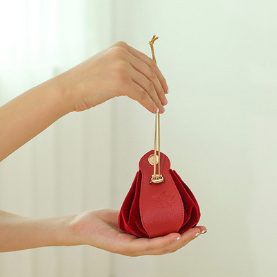 Új esküvői cukorkadoboz PU bőr hordozható bársony húzózsinór zsebes táskák ajándék ékszer édességdoboz csomag száj tároló ponch