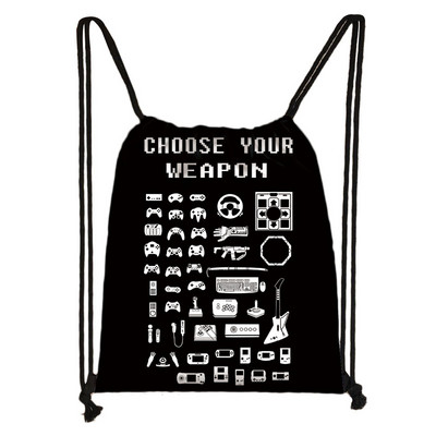 Smiješno Odaberite svoje oružje Igrački uzorak Torba s uzicom Dječji ruksaci Obožavatelj videoigara Torba za rame za putovanja Držač cipela Poklon