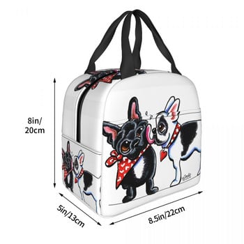 Γαλλικό Kiss Insulated Lunch Tote Τσάντα για Γυναικείες Μπουλντόγκ Dog Lover Φορητό ψυγείο Θερμικό Bento Box Παιδιά Σχολείου