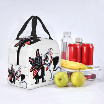 Γαλλικό Kiss Insulated Lunch Tote Τσάντα για Γυναικείες Μπουλντόγκ Dog Lover Φορητό ψυγείο Θερμικό Bento Box Παιδιά Σχολείου