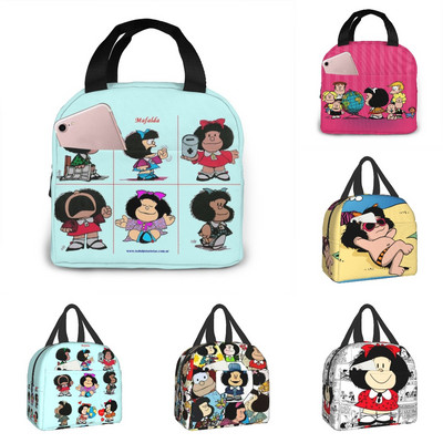 Mafalda Lunch Bag Kid Női Szigetelő Hordozható Vízálló Piknik Coole Bag Reggeli Iskola Újrafelhasználható Élelmiszertáska Bento Box