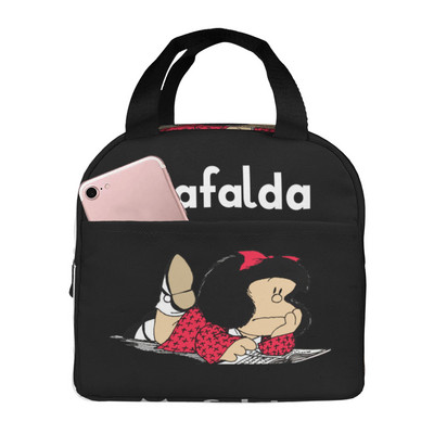 Mafalda Lunch Bag Kid Női Szigetelő Hordozható Vízálló Piknik Coole Bag Reggeli Iskola Újrafelhasználható Élelmiszertáska Bento Box