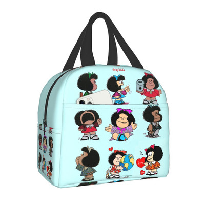 Mafalda Lunch Bag Kid Női Szigetelő Hordozható Vízálló Piknik Coole Bag Reggeli Iskola Újrafelhasználható Élelmiszertáska Bento Box