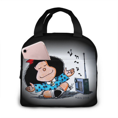Mafalda Lunch Bag Kid Női Szigetelő Hordozható Vízálló Piknik Coole Bag Reggeli Iskola Újrafelhasználható Élelmiszertáska Bento Box