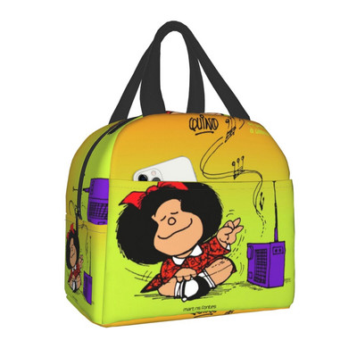 Mafalda Lunch Bag Kid Női Szigetelő Hordozható Vízálló Piknik Coole Bag Reggeli Iskola Újrafelhasználható Élelmiszertáska Bento Box