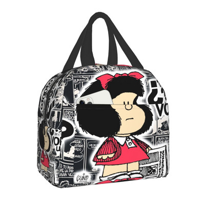 Mafalda Lunch Bag Kid Női Szigetelő Hordozható Vízálló Piknik Coole Bag Reggeli Iskola Újrafelhasználható Élelmiszertáska Bento Box