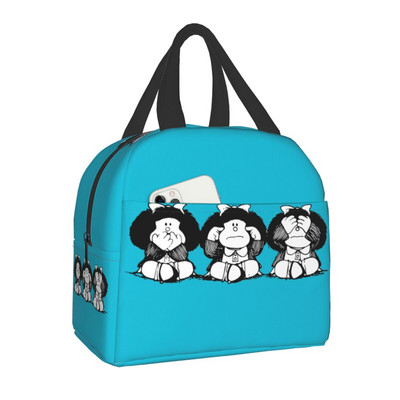 Mafalda Lunch Bag Kid Női Szigetelő Hordozható Vízálló Piknik Coole Bag Reggeli Iskola Újrafelhasználható Élelmiszertáska Bento Box