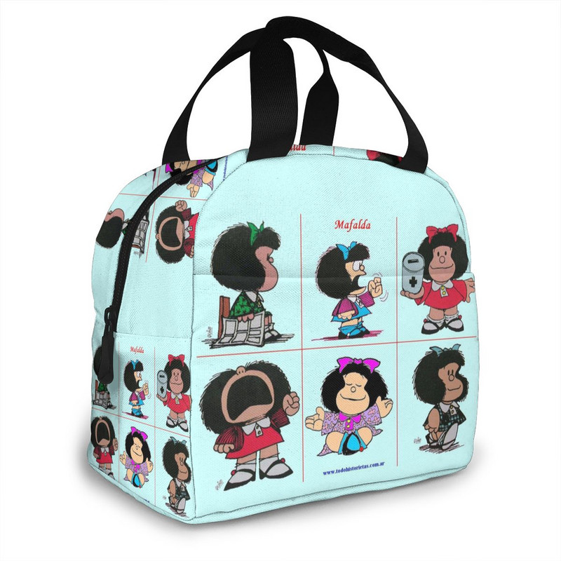 Mafalda Lunch Bag Kid Női Szigetelő Hordozható Vízálló Piknik Coole Bag Reggeli Iskola Újrafelhasználható Élelmiszertáska Bento Box