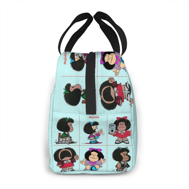 Mafalda Lunch Bag Kid Női Szigetelő Hordozható Vízálló Piknik Coole Bag Reggeli Iskola Újrafelhasználható Élelmiszertáska Bento Box