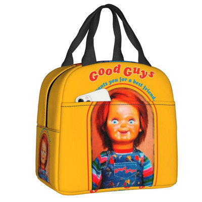 Chucky Retro Movies Изолирани чанти за обяд за къмпинг Пътуване Добри момчета Игра Непропусклив термичен охладител Bento Box Жени Деца