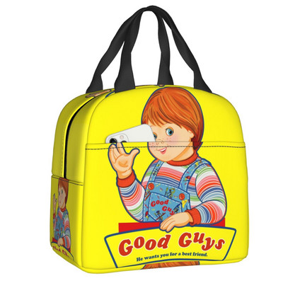Τσάντες μεσημεριανού γεύματος με μονωμένες ταινίες Chucky ρετρό για ταξίδια σε κάμπινγκ Good Guys Παιχνίδι Αδιάβροχο θερμικό ψυγείο Bento Box Γυναικεία παιδιά