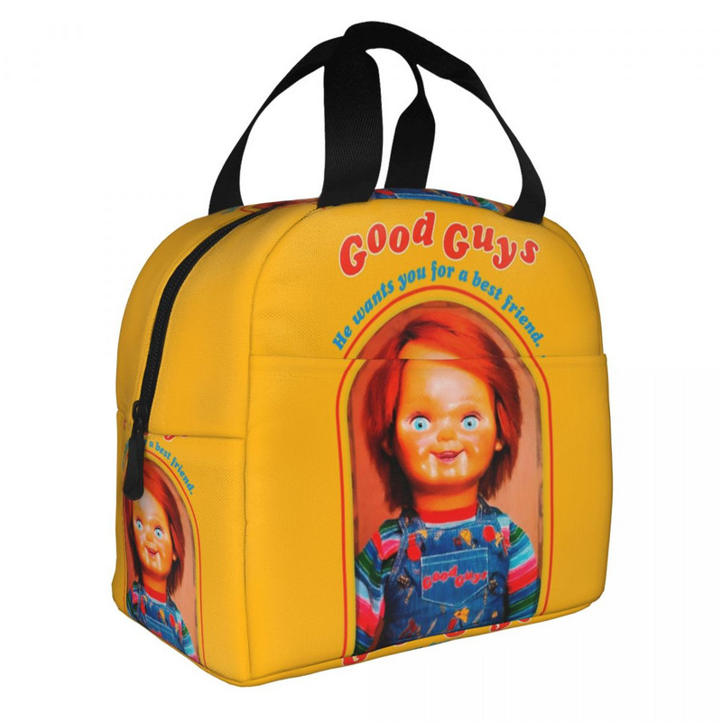 Τσάντες μεσημεριανού γεύματος με μονωμένες ταινίες Chucky ρετρό για ταξίδια σε κάμπινγκ Good Guys Παιχνίδι Αδιάβροχο θερμικό ψυγείο Bento Box Γυναικεία παιδιά
