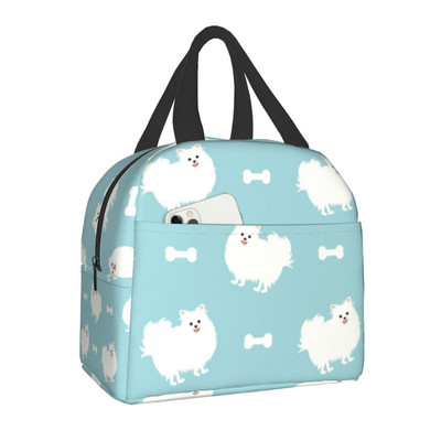 Pomeranski pas s ljetnom vrećicom za ručak izoliranom od lišća za školu, ured, kućne ljubimce, špiceve, termalni hladnjak za ponovno korištenje, Bento kutija, žene, djeca