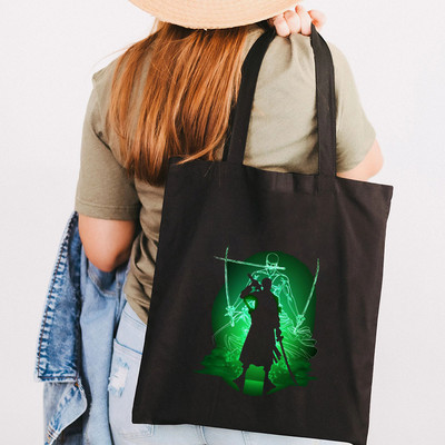 Simpatična anime Monkey D Luffy Roronoa Zoro Jednodijelna ženska platnena torba na rame Ručna torba Tote Eco Shopper Pamučna torba za kupovinu za višekratnu upotrebu