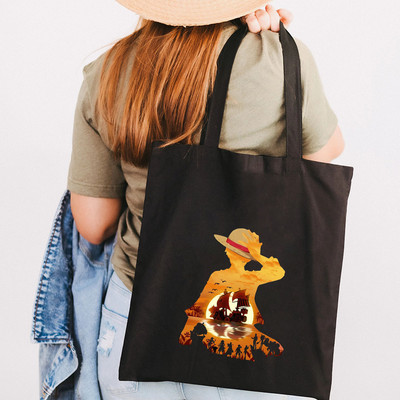 Simpatična anime Monkey D Luffy Roronoa Zoro Jednodijelna ženska platnena torba na rame Ručna torba Tote Eco Shopper Pamučna torba za kupovinu za višekratnu upotrebu