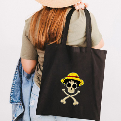 Simpatična anime Monkey D Luffy Roronoa Zoro Jednodijelna ženska platnena torba na rame Ručna torba Tote Eco Shopper Pamučna torba za kupovinu za višekratnu upotrebu