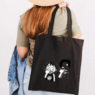 Simpatična anime Monkey D Luffy Roronoa Zoro Jednodijelna ženska platnena torba na rame Ručna torba Tote Eco Shopper Pamučna torba za kupovinu za višekratnu upotrebu