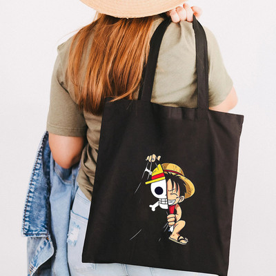 Simpatična anime Monkey D Luffy Roronoa Zoro Jednodijelna ženska platnena torba na rame Ručna torba Tote Eco Shopper Pamučna torba za kupovinu za višekratnu upotrebu