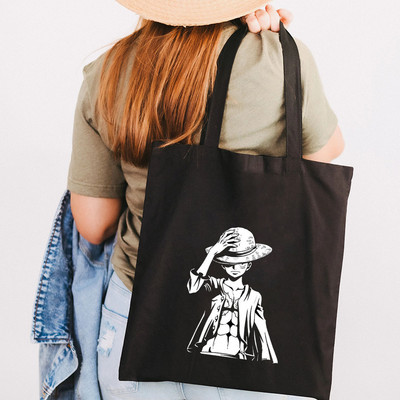 Simpatična anime Monkey D Luffy Roronoa Zoro Jednodijelna ženska platnena torba na rame Ručna torba Tote Eco Shopper Pamučna torba za kupovinu za višekratnu upotrebu