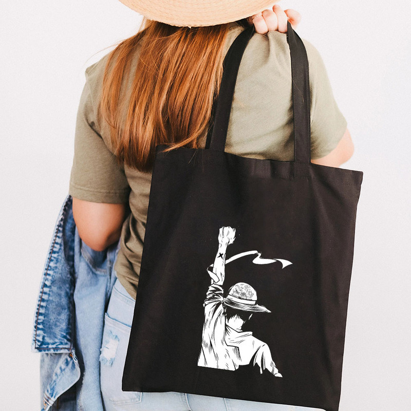 Simpatična anime Monkey D Luffy Roronoa Zoro Jednodijelna ženska platnena torba na rame Ručna torba Tote Eco Shopper Pamučna torba za kupovinu za višekratnu upotrebu