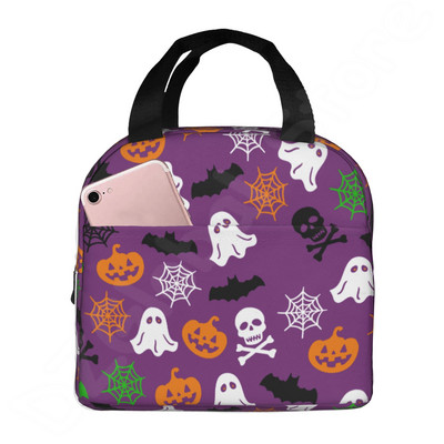 Halloween Bats Ebédtáska Újrahasználható Ebéddoboz Vízálló Thermal Bento Tote Bag Ebédtartály Hűtőtáska Női Szigetelt táska