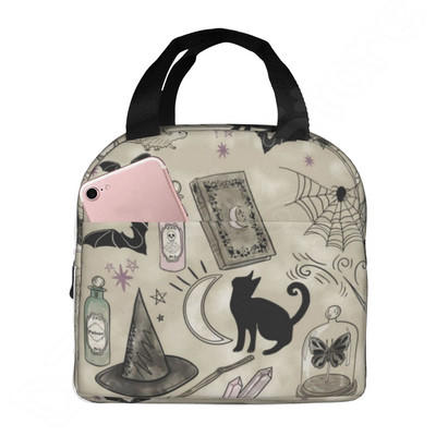 Halloween Bats Ebédtáska Újrahasználható Ebéddoboz Vízálló Thermal Bento Tote Bag Ebédtartály Hűtőtáska Női Szigetelt táska