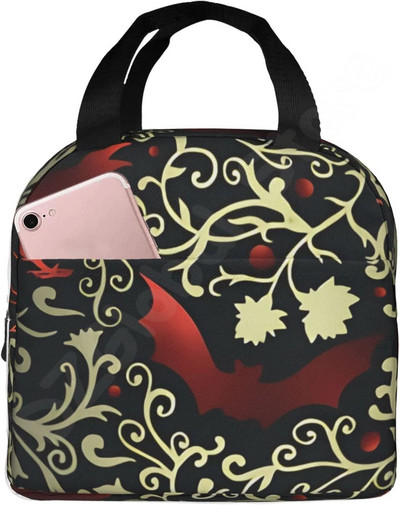 Halloween Bats Ebédtáska Újrahasználható Ebéddoboz Vízálló Thermal Bento Tote Bag Ebédtartály Hűtőtáska Női Szigetelt táska