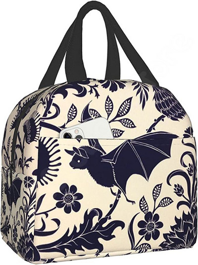 Halloween Bats Ebédtáska Újrahasználható Ebéddoboz Vízálló Thermal Bento Tote Bag Ebédtartály Hűtőtáska Női Szigetelt táska