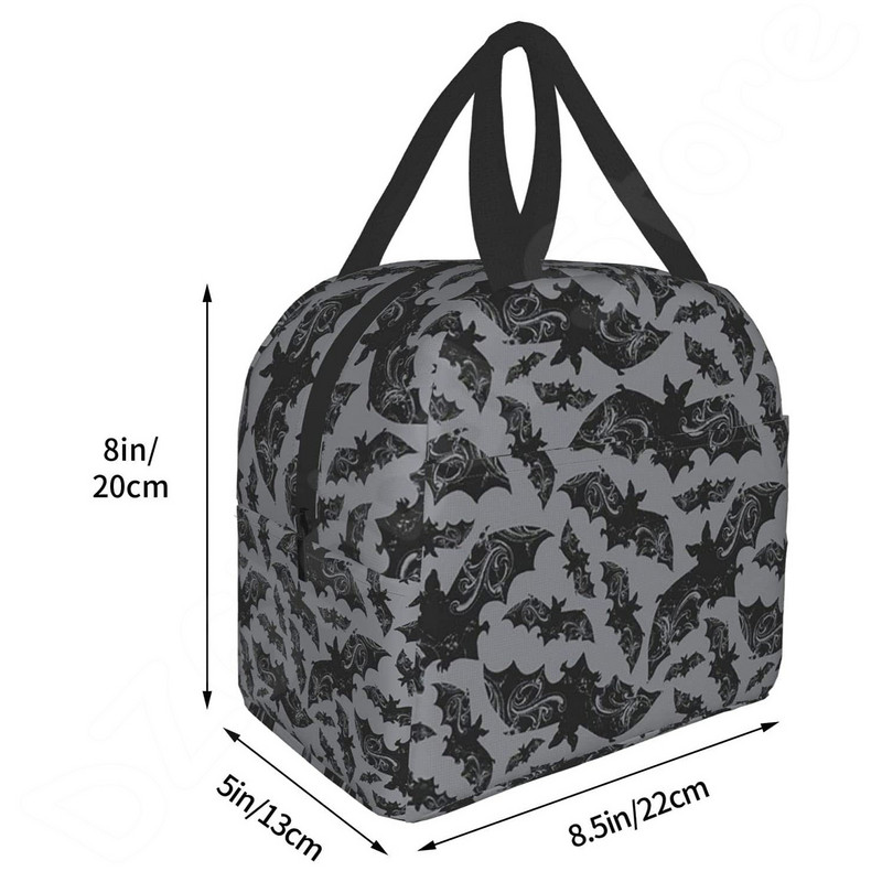 Halloween Bats Ebédtáska Újrahasználható Ebéddoboz Vízálló Thermal Bento Tote Bag Ebédtartály Hűtőtáska Női Szigetelt táska