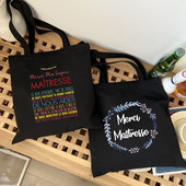 Thank You Mistress Modna ženska platnena torba za kupnju s francuskim printom Eco Harajuku Crne torbe na rame Učeničke školske torbe Pokloni