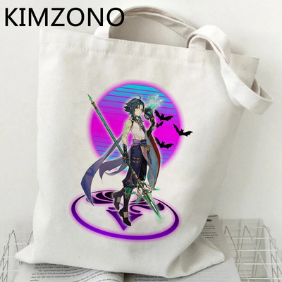 Genshin Impact iepirkumu soma eko audekls bolso pārtikas preču pircējs iepirkumu maisiņš reciclaje atkārtoti salokāms tīkls cabas