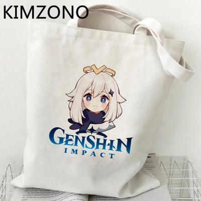 Genshin Impact iepirkumu soma eko audekls bolso pārtikas preču pircējs iepirkumu maisiņš reciclaje atkārtoti salokāms tīkls cabas