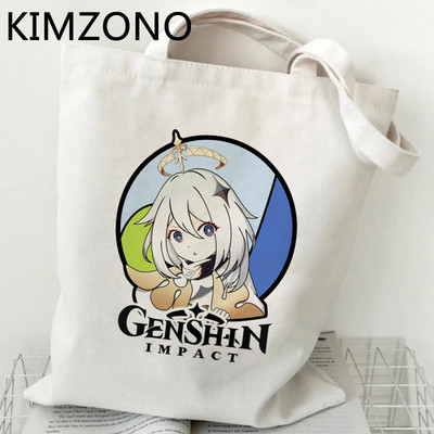 Genshin Impact iepirkumu soma eko audekls bolso pārtikas preču pircējs iepirkumu maisiņš reciclaje atkārtoti salokāms tīkls cabas