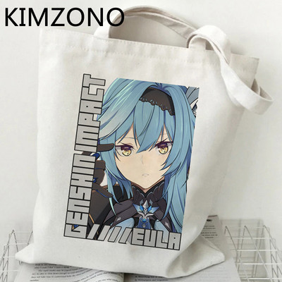 Genshin Impact iepirkumu soma eko audekls bolso pārtikas preču pircējs iepirkumu maisiņš reciclaje atkārtoti salokāms tīkls cabas