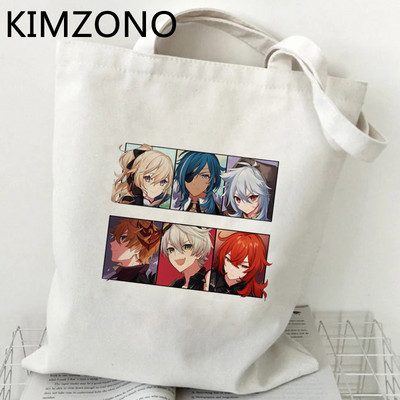 Genshin Impact iepirkumu soma eko audekls bolso pārtikas preču pircējs iepirkumu maisiņš reciclaje atkārtoti salokāms tīkls cabas